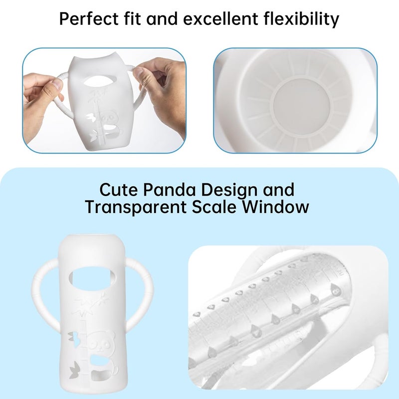 Runhike Silicone Sleeve Compatible with Evenflo 8oz Glass Bottle, Baby Bottle Silicone Sleeve with Antislip Handle and Thermal Insulation, White - Image 4